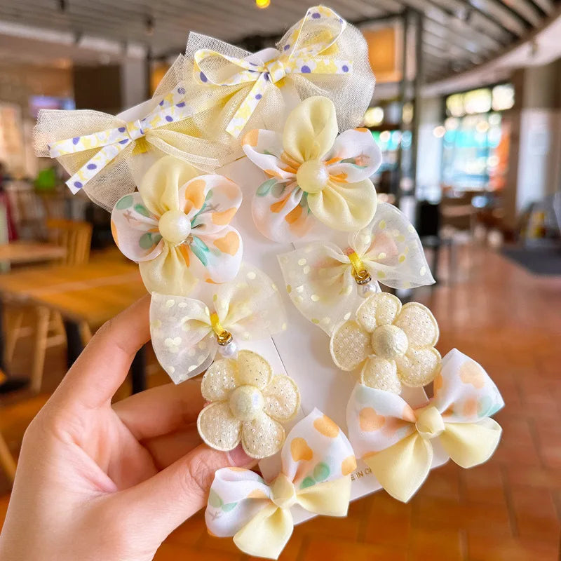 10Pcs/Set Big Bow Flower Elastic Hairbands