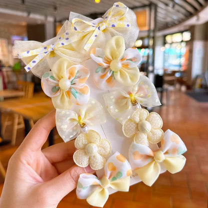 10Pcs/Set Big Bow Flower Elastic Hairbands
