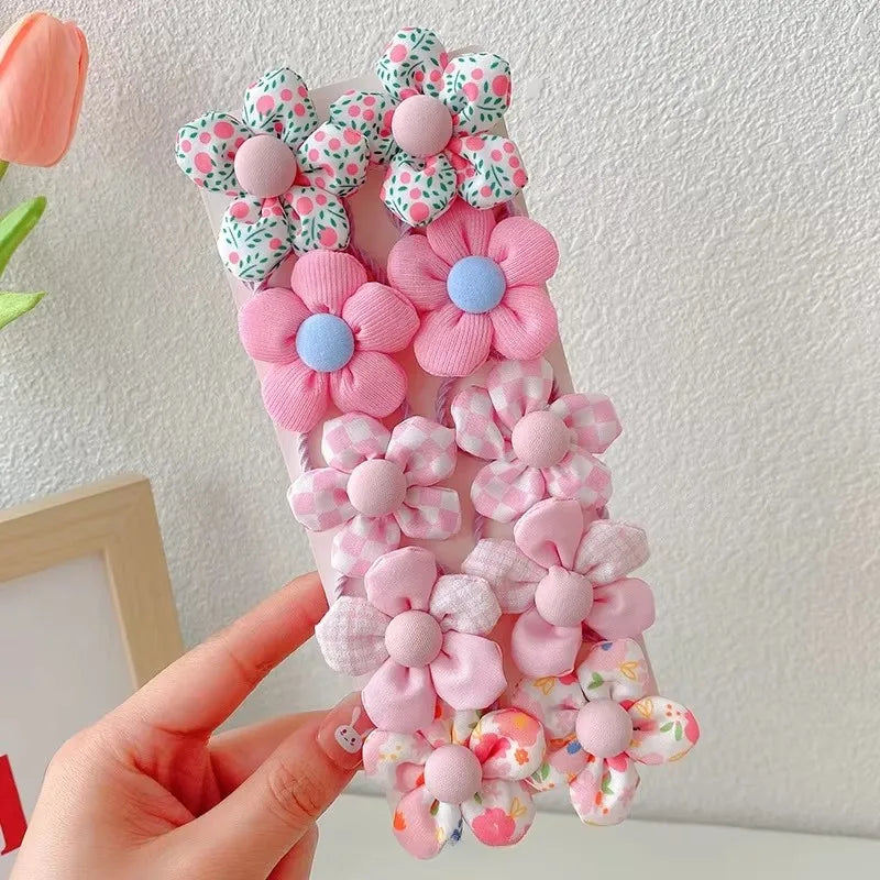 10Pcs/Set Big Bow Flower Elastic Hairbands