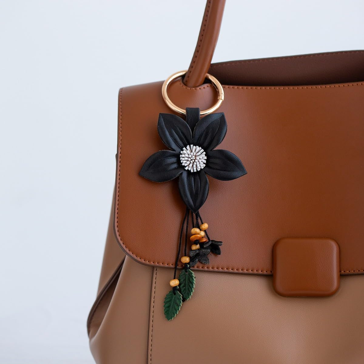Leather Flower Tassel Keychain