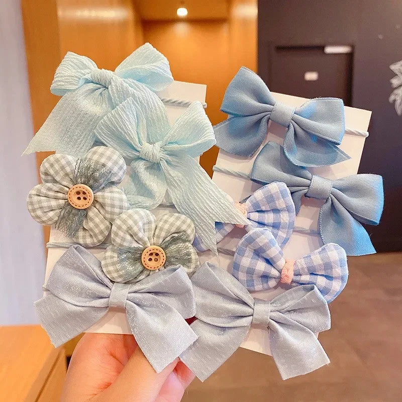 10Pcs/Set Big Bow Flower Elastic Hairbands