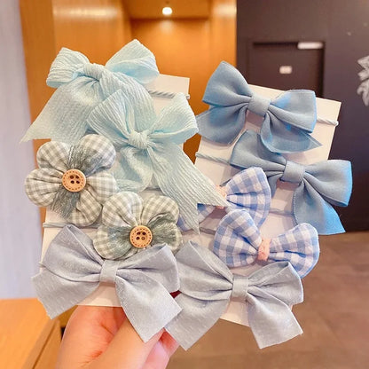10Pcs/Set Big Bow Flower Elastic Hairbands