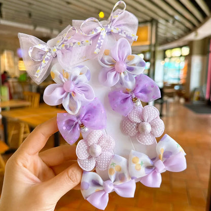 10Pcs/Set Big Bow Flower Elastic Hairbands