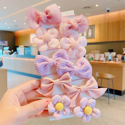 10Pcs/Set Big Bow Flower Elastic Hairbands
