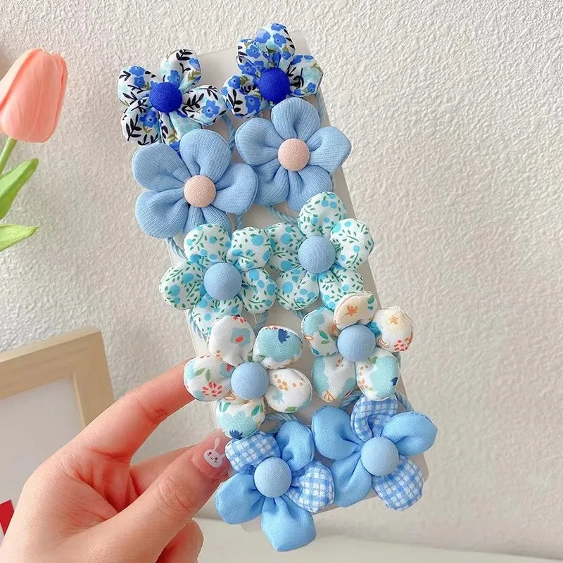 10Pcs/Set Big Bow Flower Elastic Hairbands