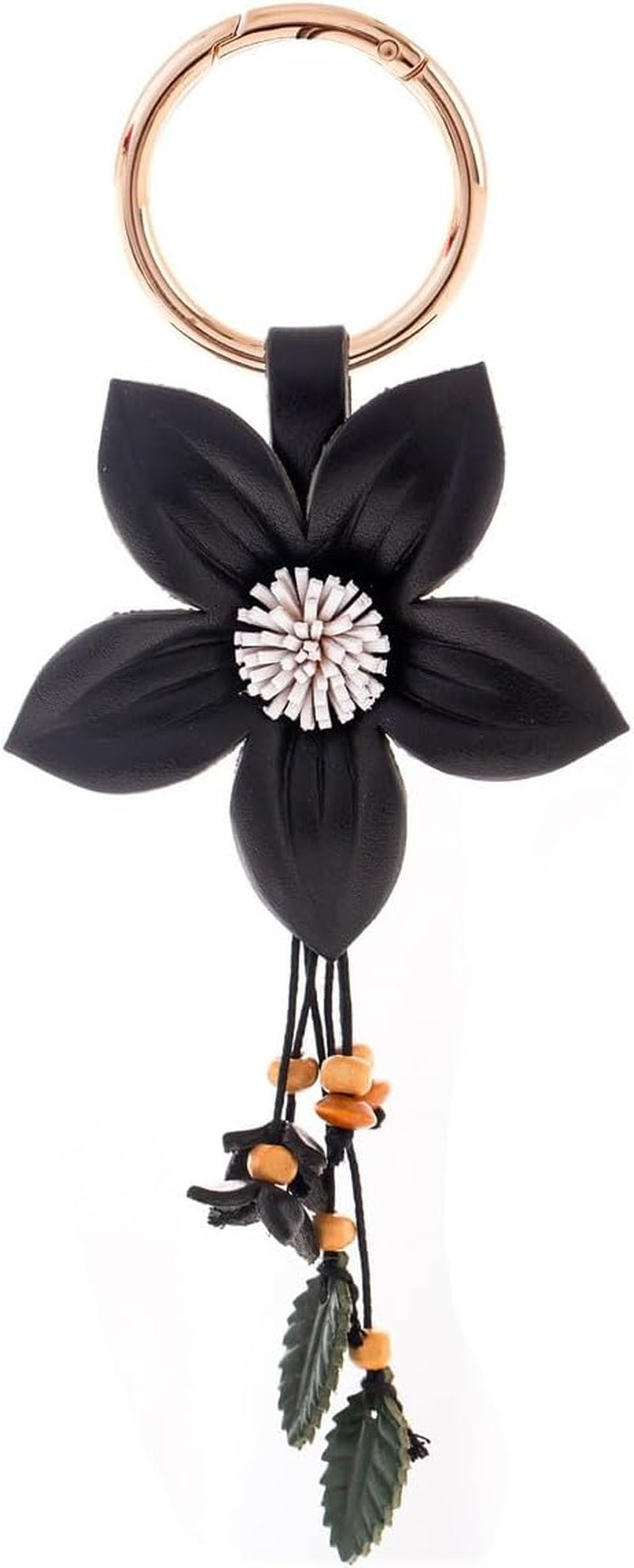 Leather Flower Tassel Keychain