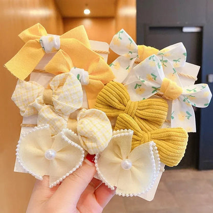 10Pcs/Set Big Bow Flower Elastic Hairbands