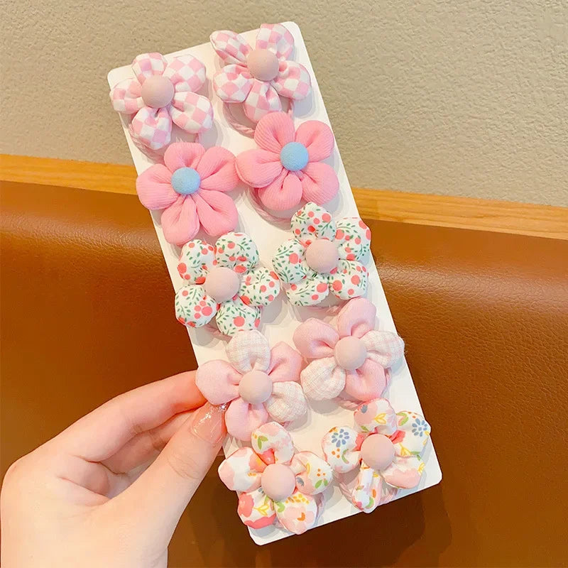 10Pcs/Set Big Bow Flower Elastic Hairbands