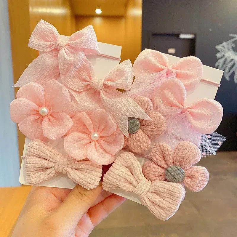 10Pcs/Set Big Bow Flower Elastic Hairbands