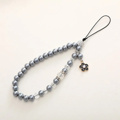 1PC Cute Shell Heart Bow Imitation Pearl Beads Chain Pendant Phone Keychain Imitation Pearl Bag Key Chain