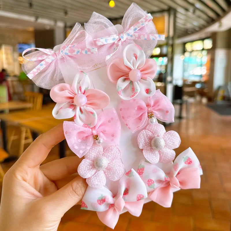 10Pcs/Set Big Bow Flower Elastic Hairbands