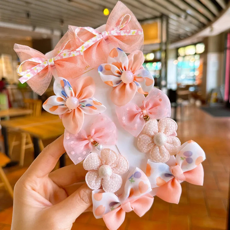 10Pcs/Set Big Bow Flower Elastic Hairbands