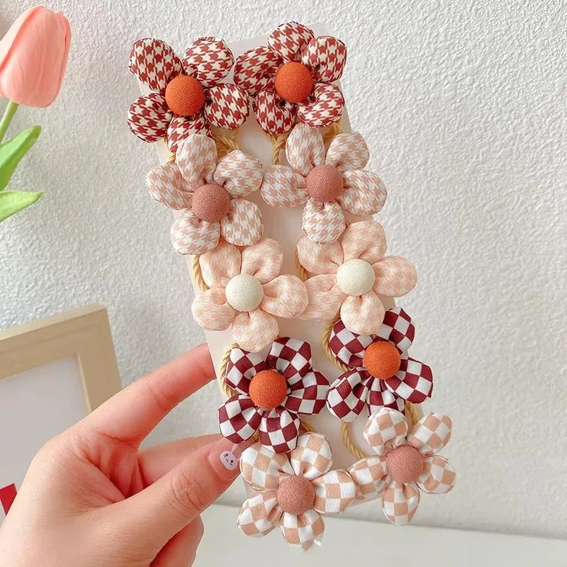 10Pcs/Set Big Bow Flower Elastic Hairbands